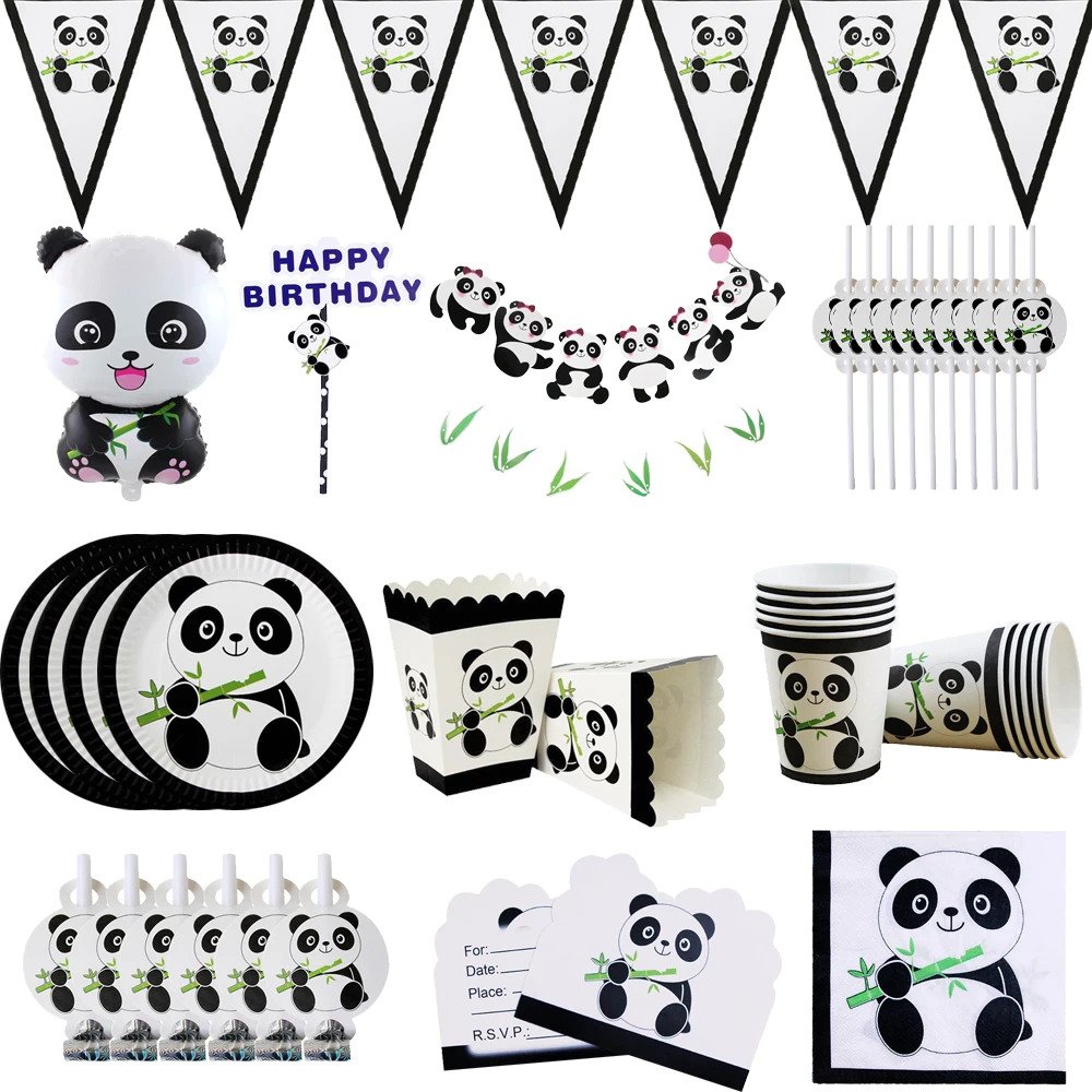 Милая панда тематическая вечеринка на день рождения украшения Дети тарелка салфетки чашки воздушные шары День рождения Свадьба для душа