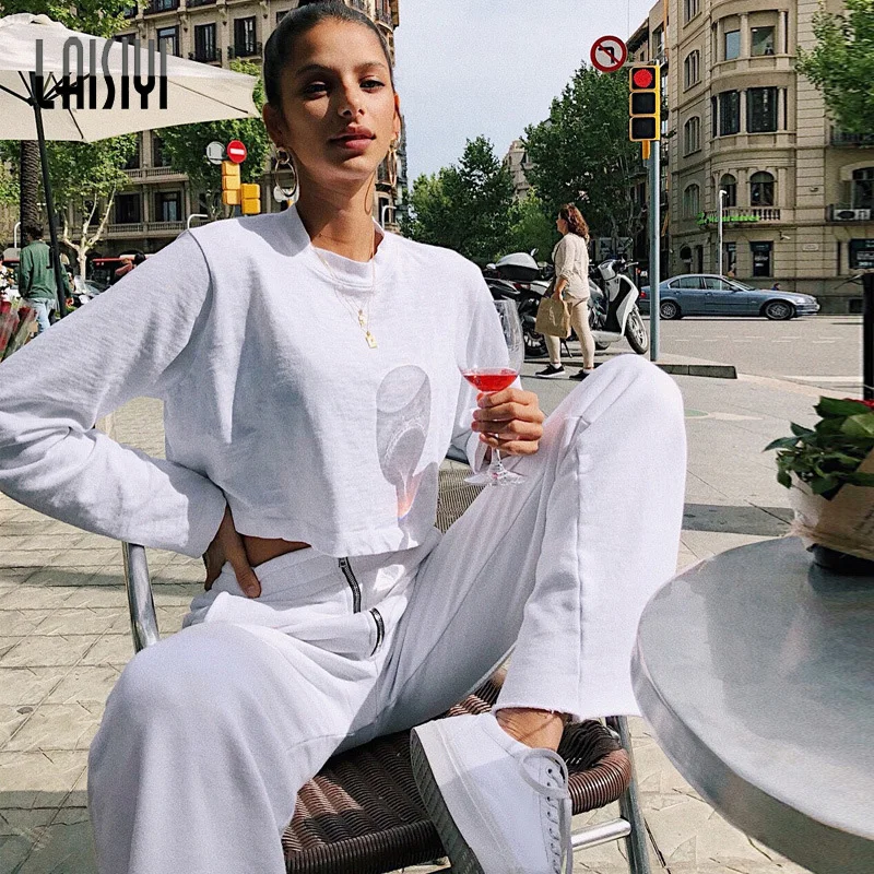 LAISIYI 2019 новые летние женские повседневные с высокой талией шаровары Selvedge брюки женские свободные черные женские брюки плюс размер S-M-L