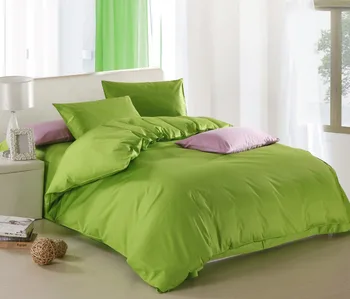

New Green theme high quality home bedding set, 2 pillow case, 1 bed sheet and 1 duvet cover bed cover