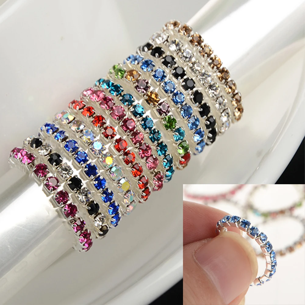 

New Arrival 12Pcs/Set Mix Color Rhinestone Crystal Elasitc Foot Rings Adjustable Stretch Metal Toe Ring For Women Jewelry