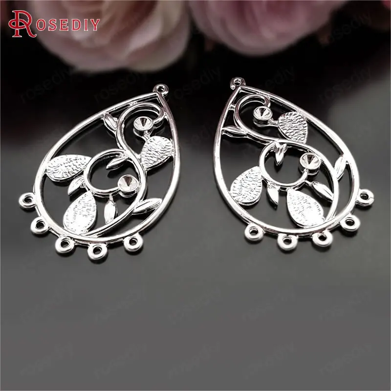 (31524)20PCS 43x27MM Silver Color Zinc Alloy Drop Earrings Connector Charms Diy Jewelry Findings Accessories Wholesale | Украшения и