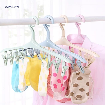 

2018 New Clothes Pegs 8 Clips Plastic Hangers Underwear Socks Bra Dryer Hook Rack Clothes Hanging Dry