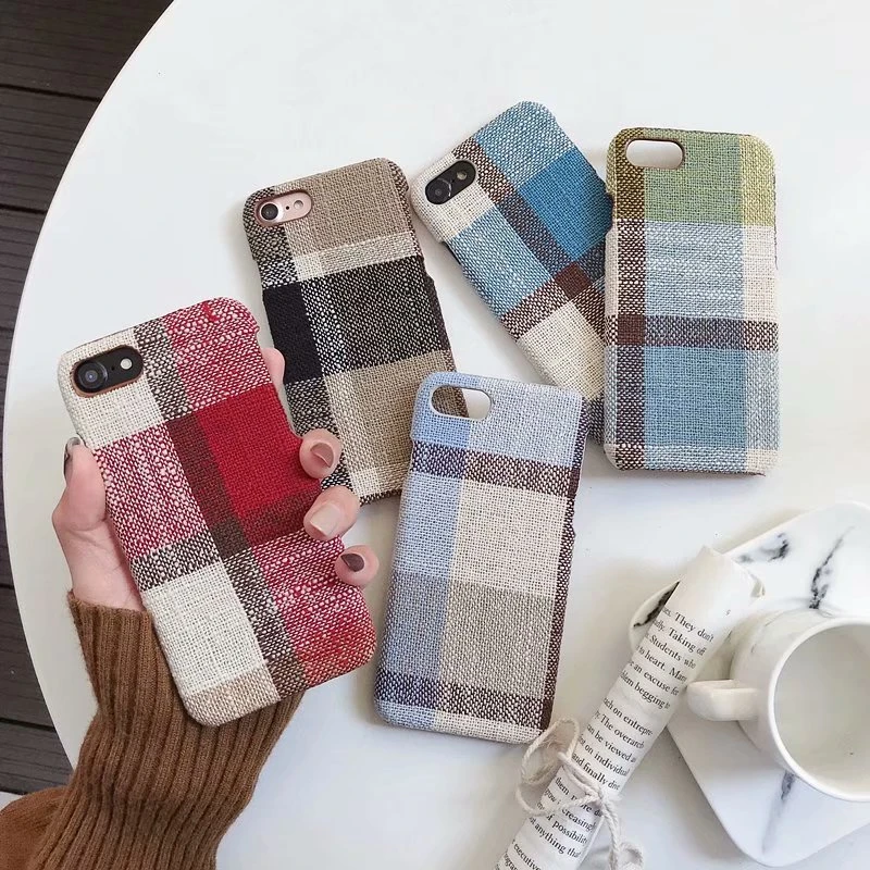 

Cloth Texture Soft case For iphone 7 Case Ultra-thin Canvas Grid Pattern Phone Cases For iphone 6 6S 7 8 Plus X XS Max XR