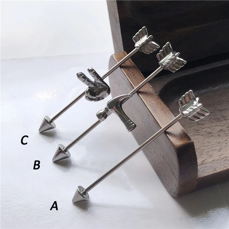 UVW140 1 шт панковские многофункциональные хирургические стальные стрелы промышленные хрящи серьги-гвоздики для женщин трагус пирсинг ювелирные изделия