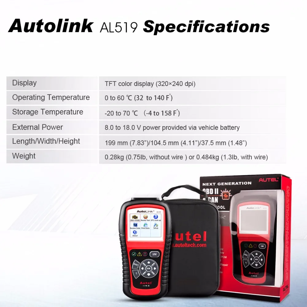 Autel Автоссылка AL519 инструмент диагностики OBD2 сканер читателя Кода Automotriz Automotivo сканер автомобиля диагностический