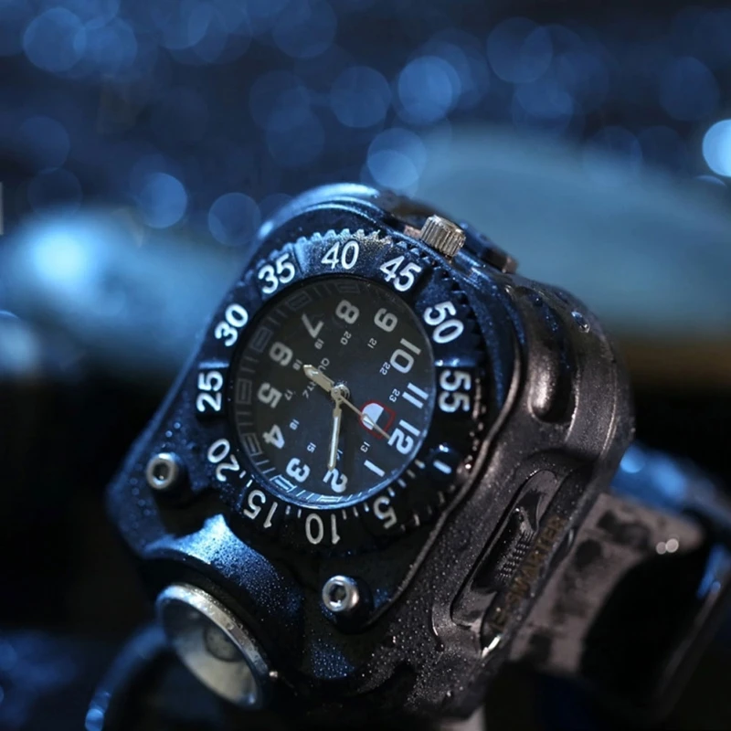 IPX7 многофункциональные наручные часы, светодиодный светильник на запястье, USB Перезаряжаемый светильник для ночного бега с компасом, браслет, фонарь