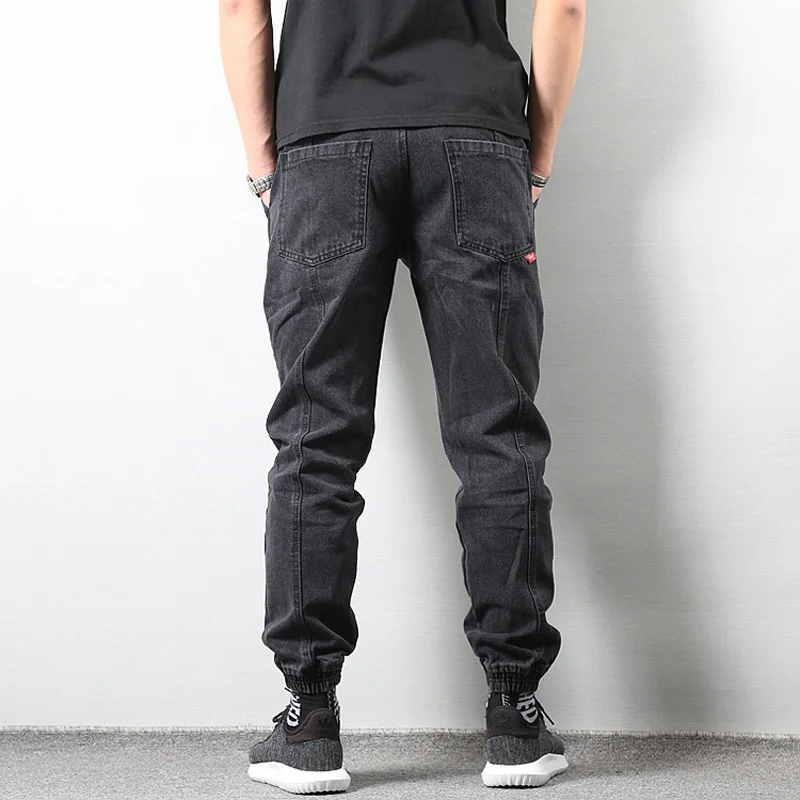 Модные уличные Мужские джинсы черного цвета Slim Fit Простые джоггеры из денима брюки hombre японский стиль брюки карго хип-хоп джинсы мужские