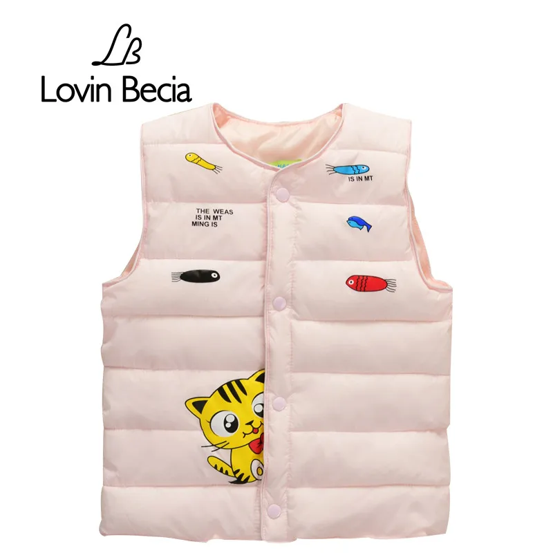 LovinBecia Autumn Toddler Baby Cotton Vest Children Cartoon cat Print Sleeveless Outwear