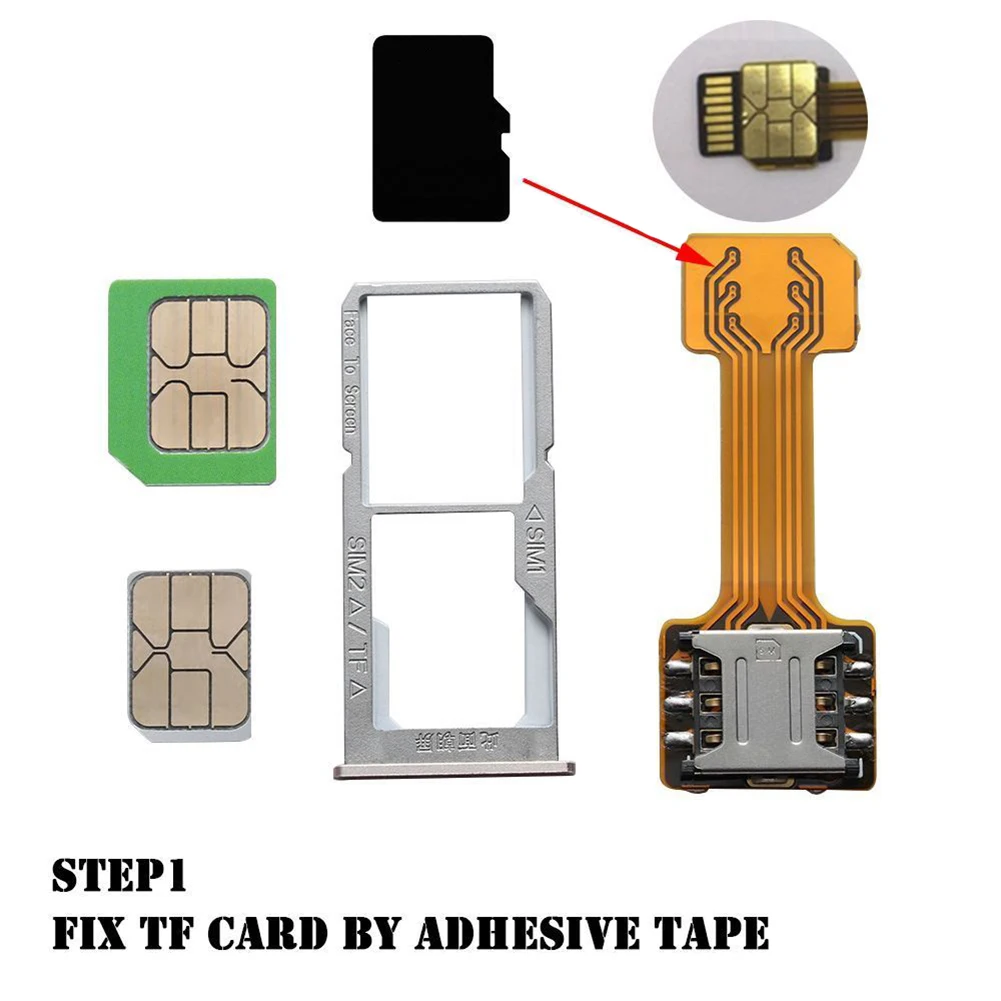 TF Hybrid Sim Slot Dual SIM Card Adapter Micro SD Extender for Android Phone