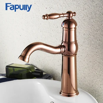 

Fapully Bathroom Basin Faucet Rose Gold Single Handle Deck Mount Hot And Cold Water For Tubs Water Mixer Tap