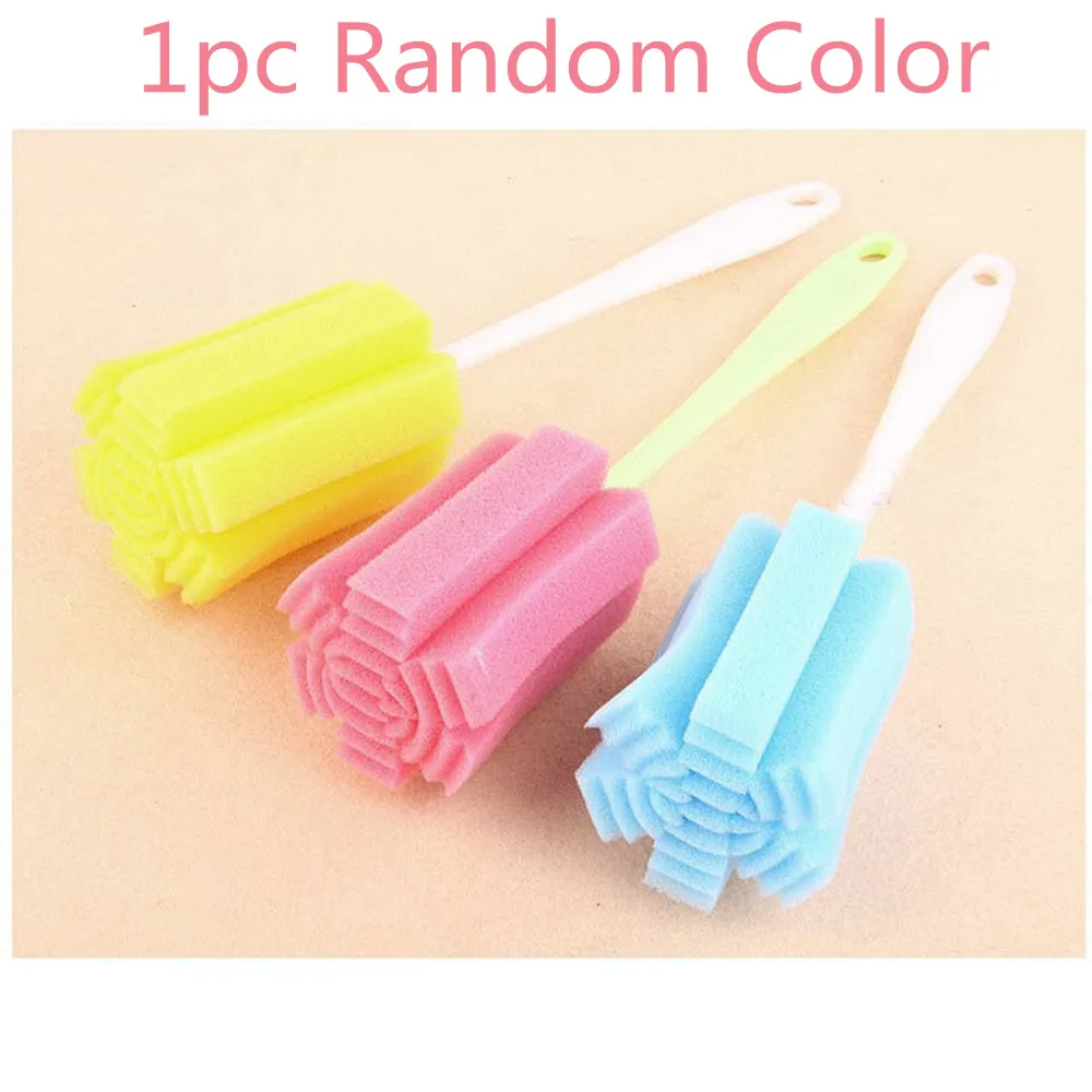 1pc Random Color Новинка, Чистящая губка, бутылка, кружка, щетка с ручкой, инструмент для очистки, бутылки для молока, кофе, чая, стеклянная чашка для бокалов бутылок, Прямая поставка - Цвет: 1pc Random Color