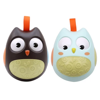 

Cute Baby Toys Nodding Moving Eyes Owl Doll Baby Rattles Gifts Baby Roly Poly Tumbler Toy With Bell Toys For Children Gift