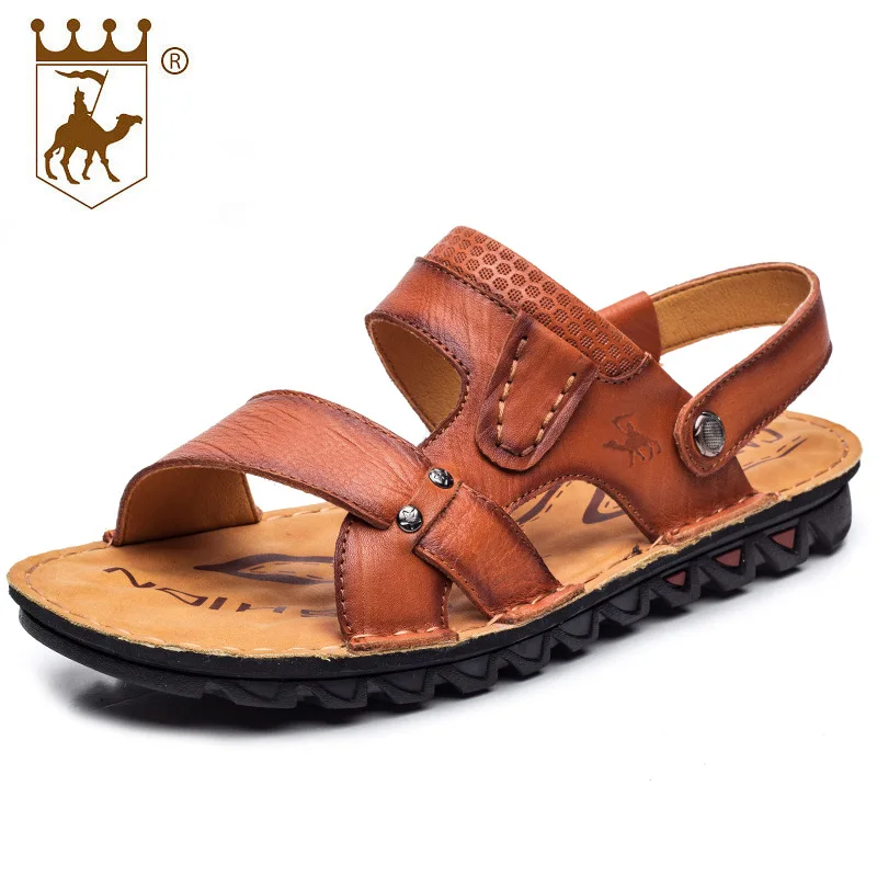 

BACKCAMEL Natta Camel Head Layer of Leather Cool Slippers High-end Casual Top Quality Genuine Leather Beach Shoes Size38-44