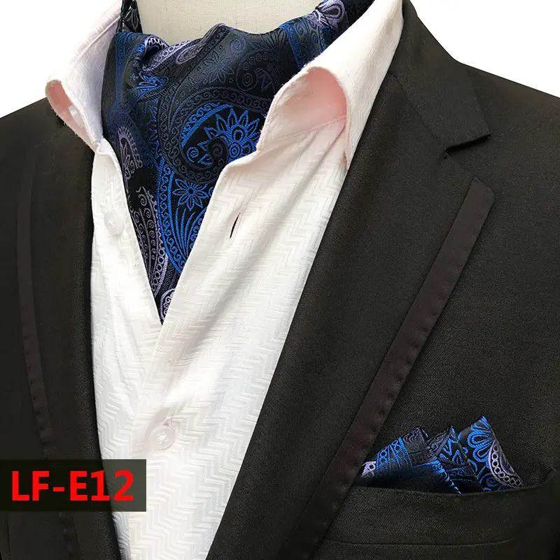 2 шт Мужской Жаккардовый Карманный квадратный Свадебный галстук для смокинга Ascot резкий галстук с узором пейсли в горошек - Цвет: Ties handkerchiefs