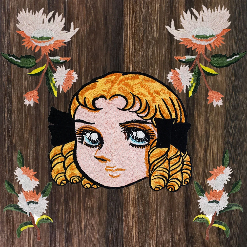 1set exquisite flower patches beautiful girl head embroidery applique 1set exquisite flower patches beautiful girl head embroidery applique
