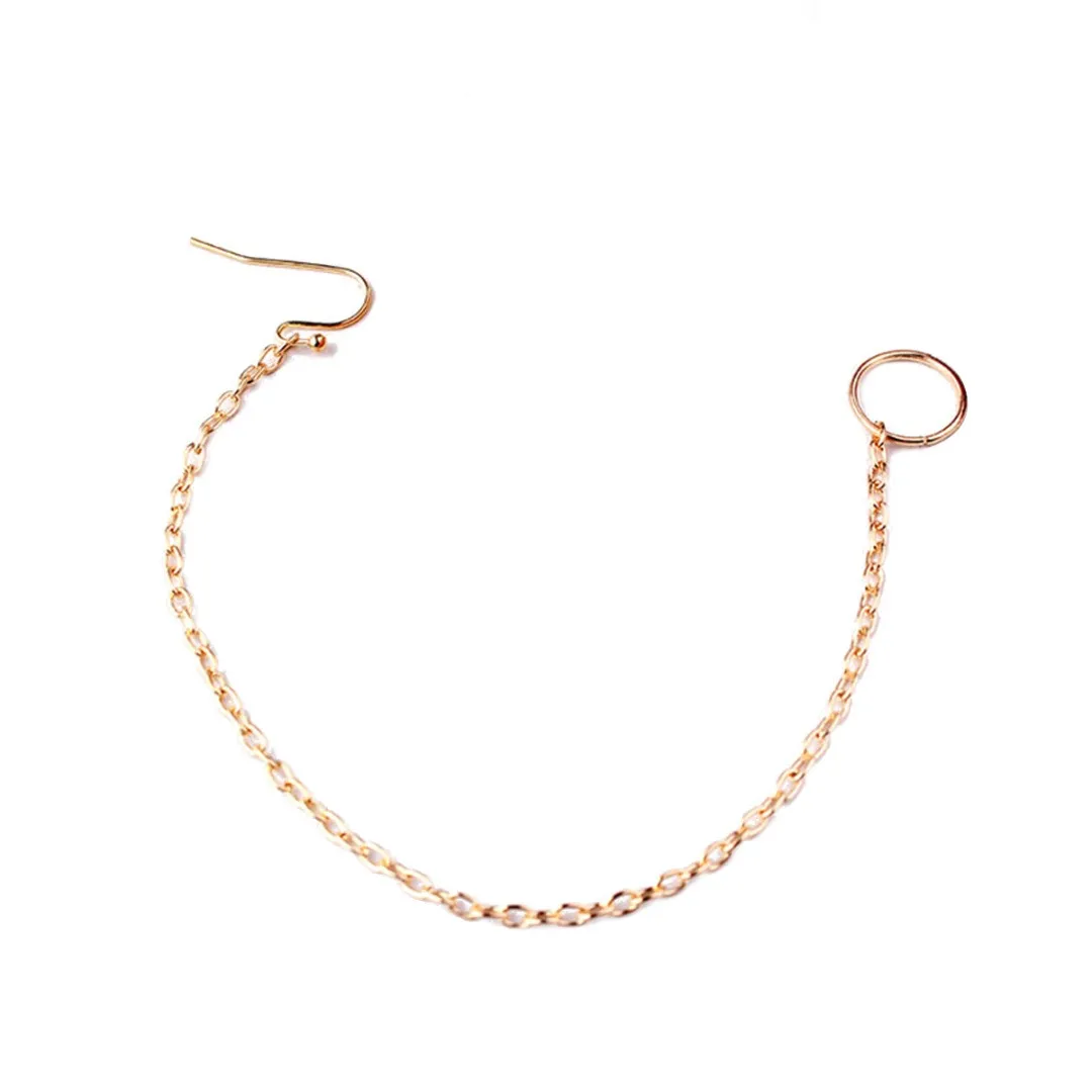 Fashion Punk Silver Gold Copper Nose Rings Chain Simple Link Chain Fake Septum Piercing Nose Rings&Studs Ear Chain Body Jewelry