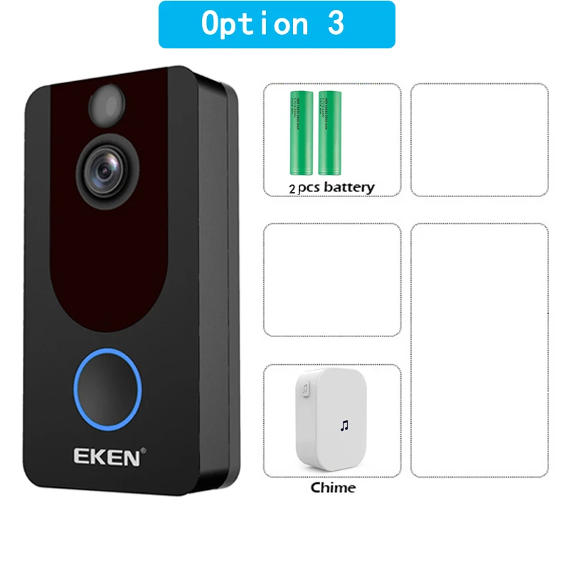 Eken V7 видео doorbell1080p с ringtone ночного видения беспроводной мониторинг безопасности Интеллектуальное обнаружение движения домофон камера - Цвет: Option 3