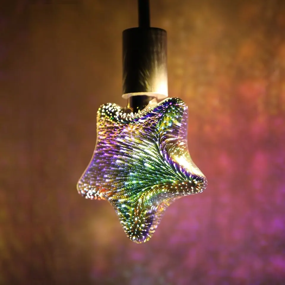 E27 3D bombilla led colorido bombillas vintage vidrio Luz Retro lampara ampolla Navidad Edison estrella Decoración para el hogar bar fiesta E27 3D bombilla led colorido bombillas vintage vidrio Luz Retro lampara ampolla Navidad Edison estrella Decoración para el hogar bar fiesta