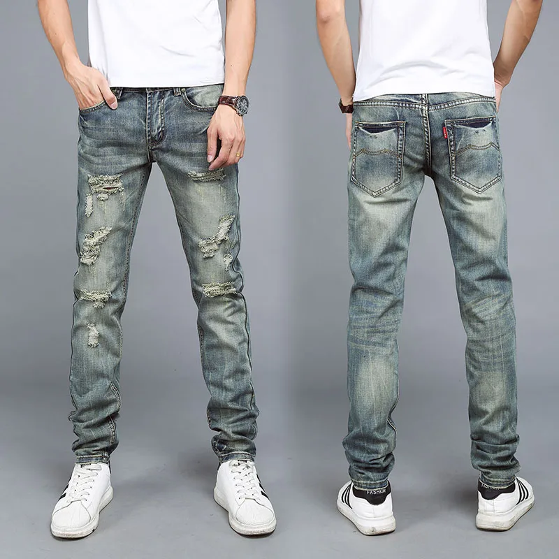 2017 New Fashion Summer Denim Jeans Men Mid Waist Cotton Loose Elastic ...