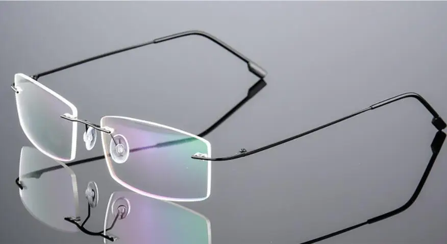 Титановые ультралегкие очки без оправы, близорукость оптическая оправа из металла, ультра-легкие бескаркасные Рецептурные очки корейские очки F858 - Цвет оправы: Black