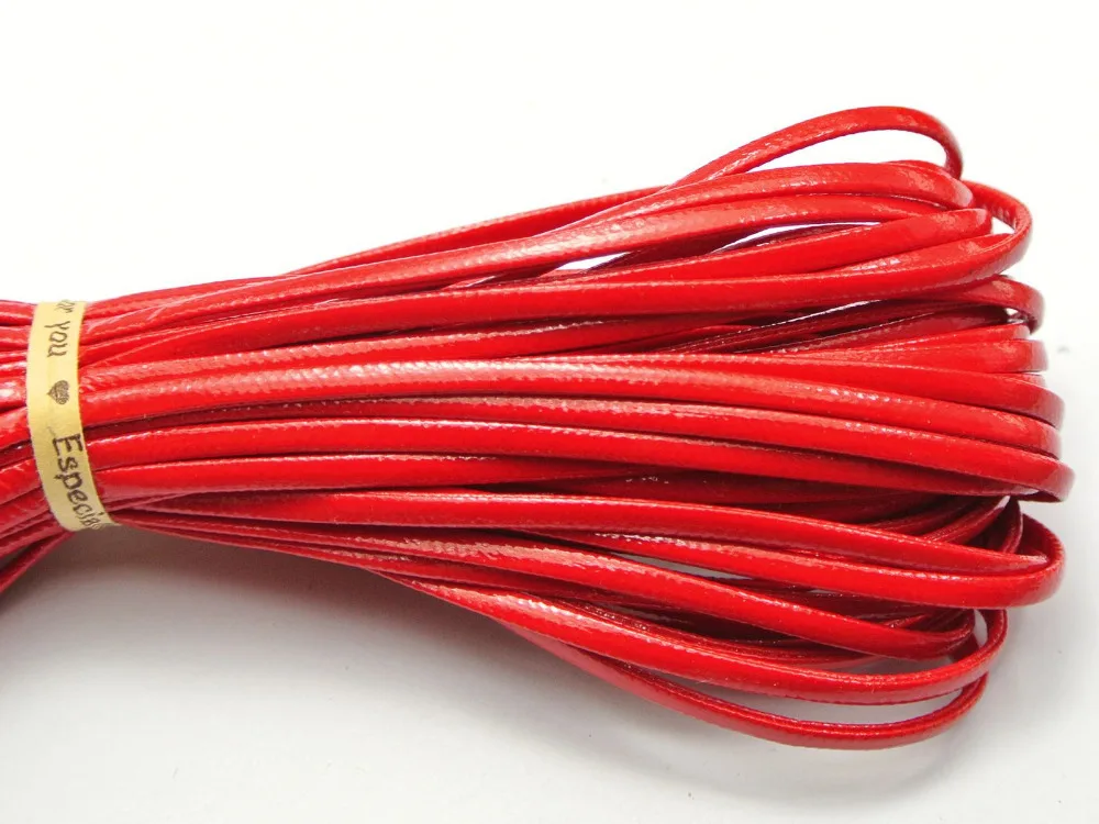 10 Meter Red Flat Soft Synthetic Leather Jewelry Cord Lace String 3X1mmin Jewelry Findings