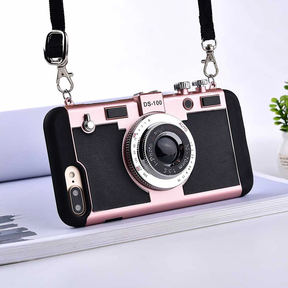Fundas Retro para teléfono de cámara para iPhone 11Pro 11 pro XS Max XR X 8 7 6 6s Plus 5 5s SE funda de silicona suave con correa de cordón|case for iphone|phone casescase plus - AliExpress