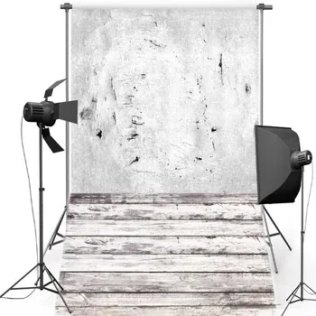

Vintage Concrete Grey Wall Vinyl Photography Backdrops Retro Wood Floor New Fabric Flannel backgrounds for photo studio F764