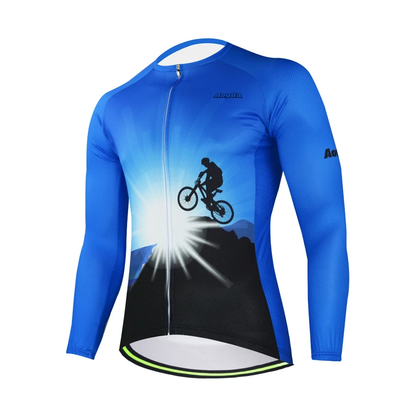 Mens Cycling Jersey Thermal Bike Road Trousers Top Long Sleeve Breathable Shirt