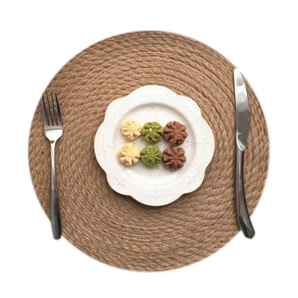 Kitchen Table Mat Round Placemat Drink Coasters Natural Straw Placemats Cup Coaster Kitchen Accessories Decoration Home