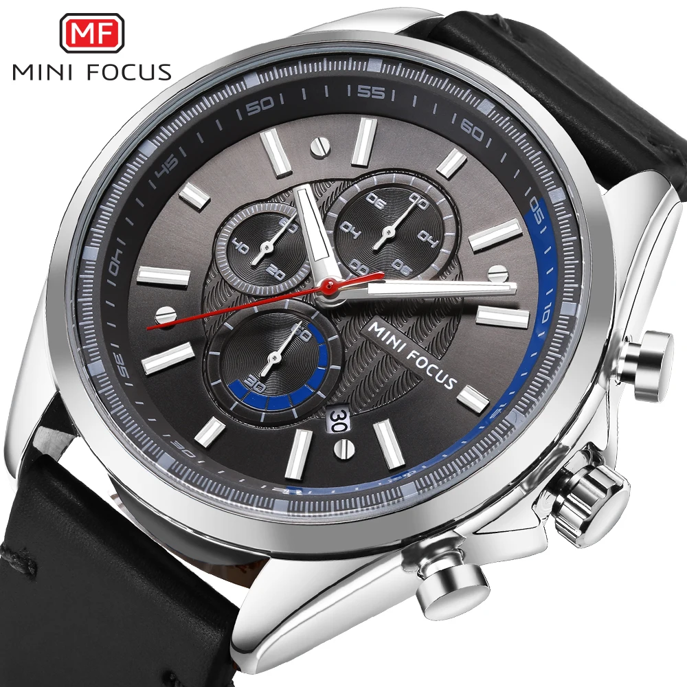 

MINIFOCUS Fashion Luxury Brand Men Waterproof Quartz Watches Men's Digital Leather Military Sports Wrist Watch relogio masculino