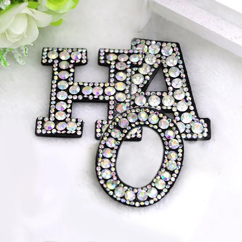 

Clothes 3D A-Z Iron On Letters Patch Shoes 1PC High Quality English Alphabet Rhinestone Letters Applique Hot Sale Badge Bag