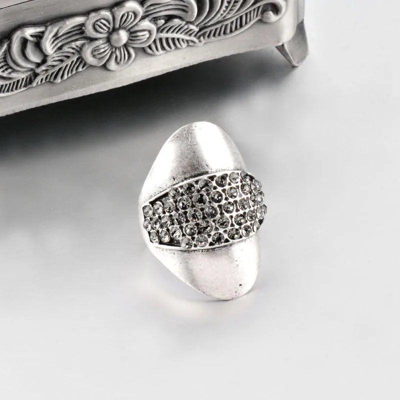 SINLEERY винтажные Большие широкие овальные кольца Античные Серебро Цвет кубический цирконий юбилейные кольца для женщин модные ювелирные изделия JZ174 SSD