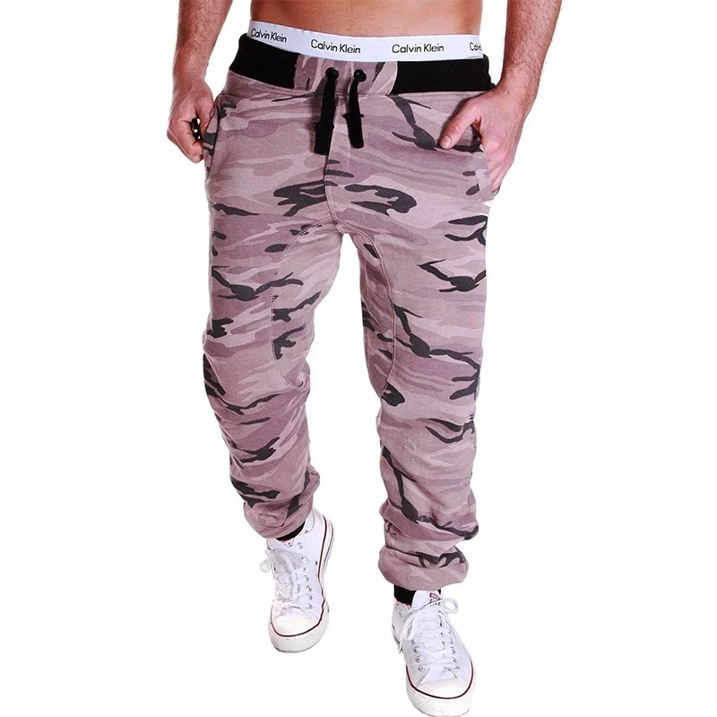 ZOGAA, мужские камуфляжные брюки для мальчиков, повседневные спортивные штаны, мужские длинные штаны для фитнеса, армейских пробежек, 7 цветов, новинка - Цвет: Розовый