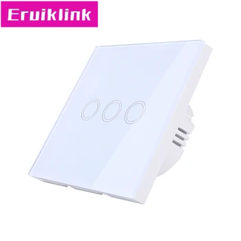 

EU/UK Standard Light Switch,3 Gang 1 Way Glass Panel AC110V~240V Wall Touch Switch