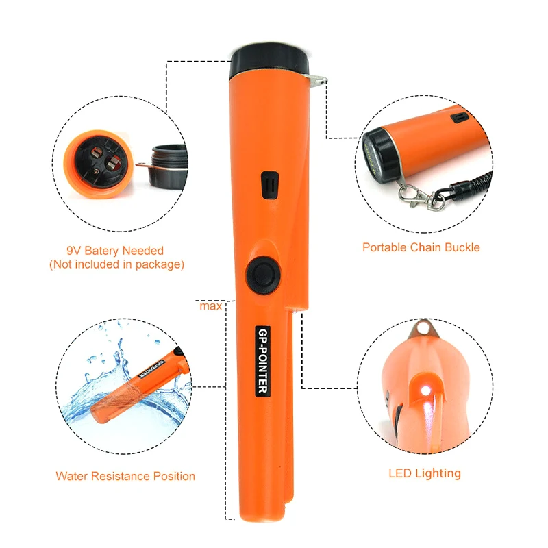 

Handheld Metal Detector Gold Metallic Finder Security Scanner Sensitive Search Pinpointer FI-19ING