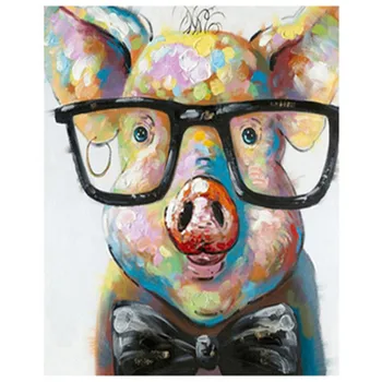 

Painting By Numbers DIY Dropshipping 40x50 50x65cm Pigs with glasses Animal Canvas Wedding Decoration Art picture Gift