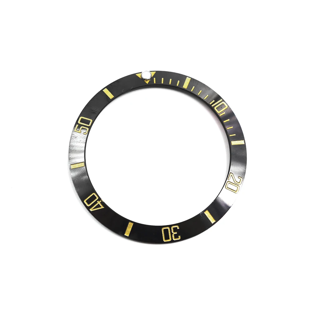 CARLYWET Wholesale Replacement Black With Gold Writings Ceramic Bezel 38mm Insert made for Submariner GMT 40mm 116610 LN