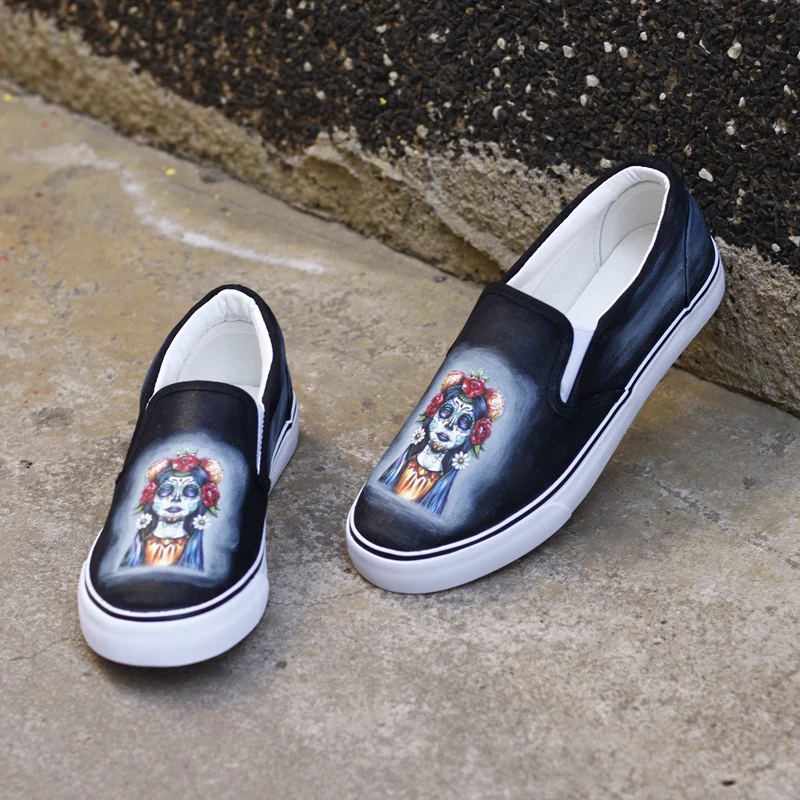 Tête Graffiti Mexicain 00000 Femmes Casual Mexique Slip Muertos Mocassins Squelette Mort Jour Toile De Los on Dia Imprimer Personnalisé Crâne Chaussures ly Ts wke12 adx6qgTwgn