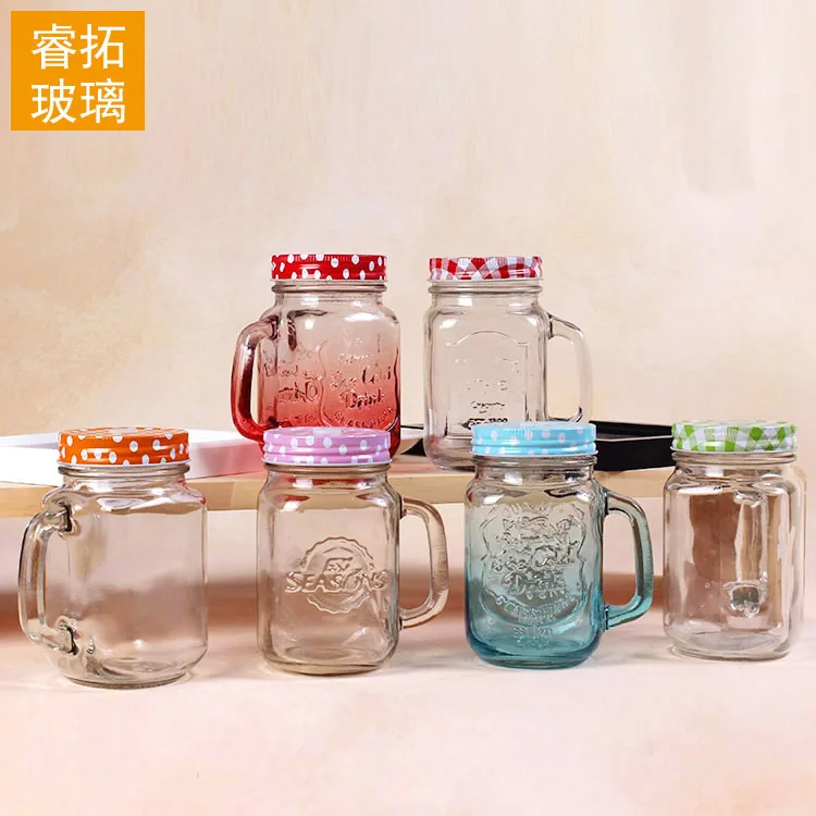 400ml Creative color gradually changing Mason cup cock water and juice tea bottle my cute | Дом и сад