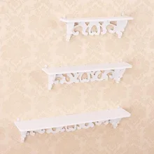 2017 Hot Sale 3 Pieces/set White Wood White Wood Display Wall Shelf Storage Ledge Home Dector simple cleaning and durability