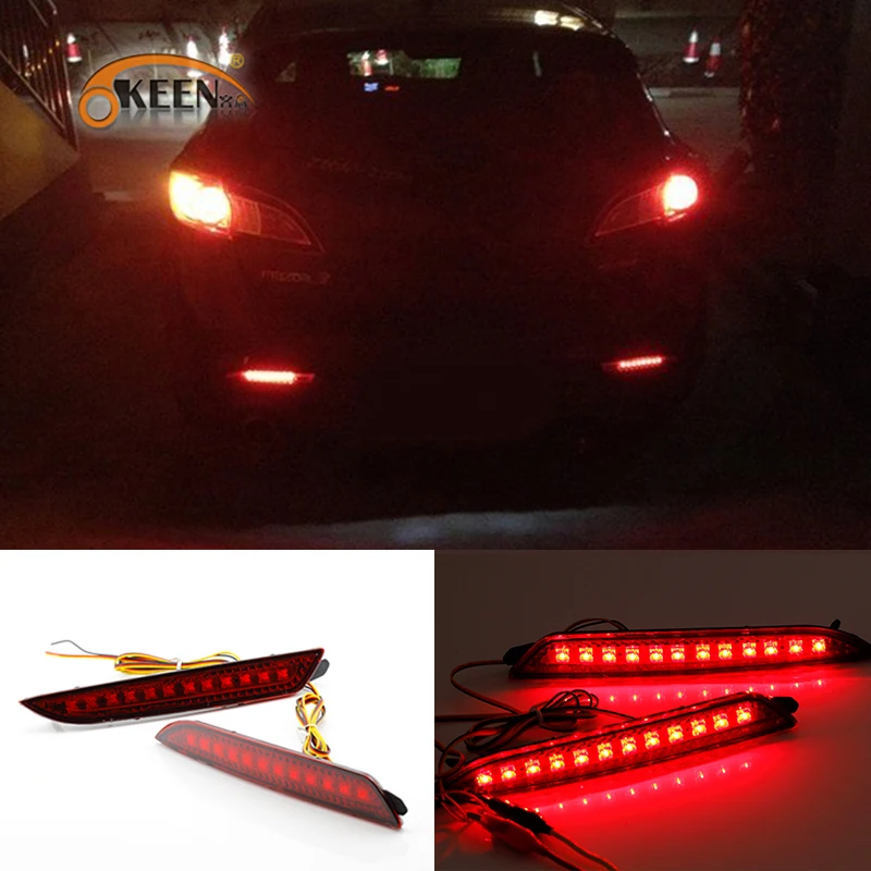 

OKEEN 2pcs LED Rear Bumper Reflector for Hyundai Elantra HDC 2008 2009 2010 Tail Light Red Brake Stop Running Light 12V Fog Lamp