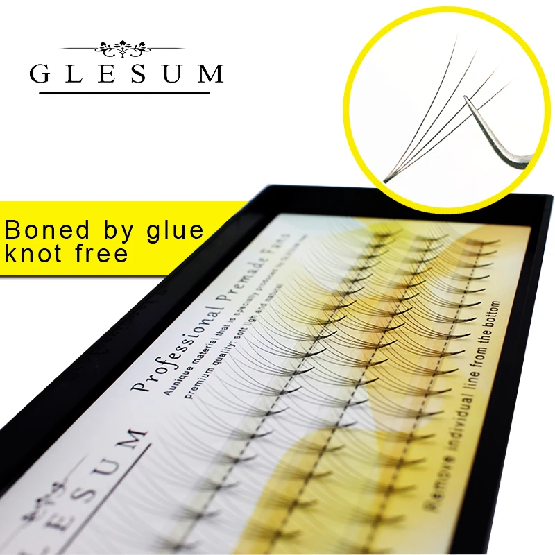 

Lashes Glesum 12 Lines Individual Cluster Eyelash Extension Pre Made Volume Fans Faux Mink Professional Volume Fans