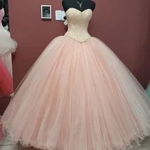 Коллекция года, пышное платье для светской девушки, милое 16 платьев принцессы, Розовое Бальное Платье онлайн для 15 лет, длинное платье для выпускного вечера с бисером