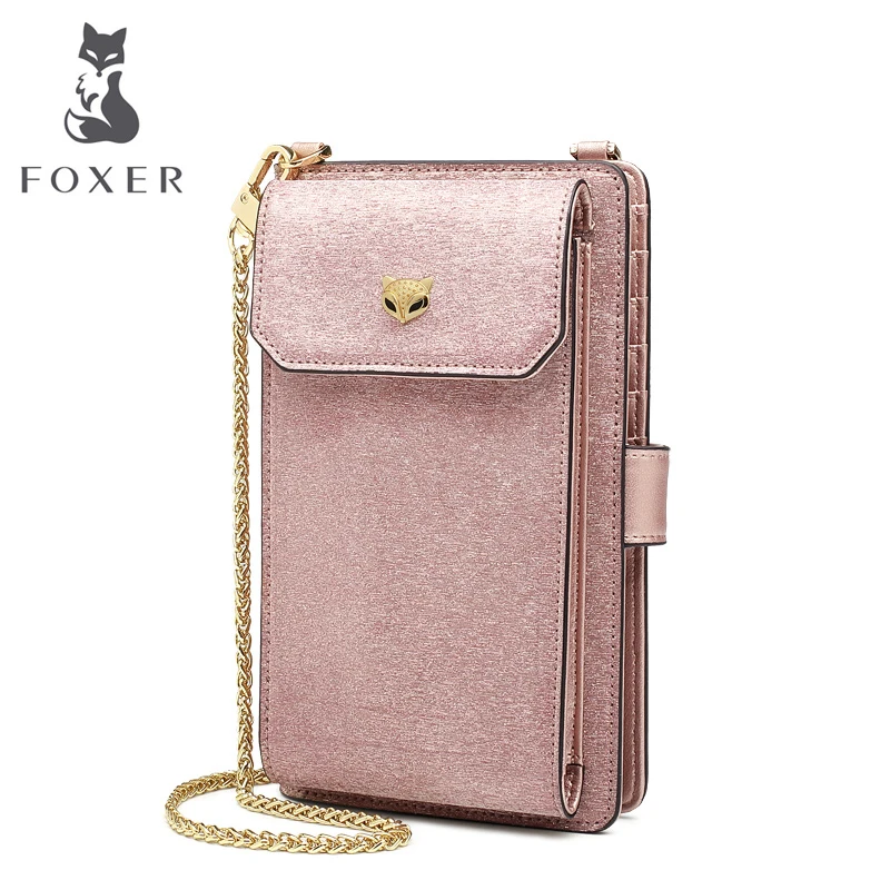 

FOXER Brand Women's Wallet Chain Crossbody Bags Ladies Fashion Purse Female long Wallets Mini Cell Phone Messenger Bags For Girl