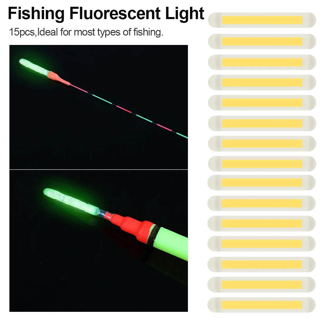 15 قطعة 4.5X36 مللي متر متنوعة حجم لمعظم نوع الصيد الفلورسنت قضيب أضواء الظلام الوهج عصا العمودي العوامة البحر الصيد يطفو