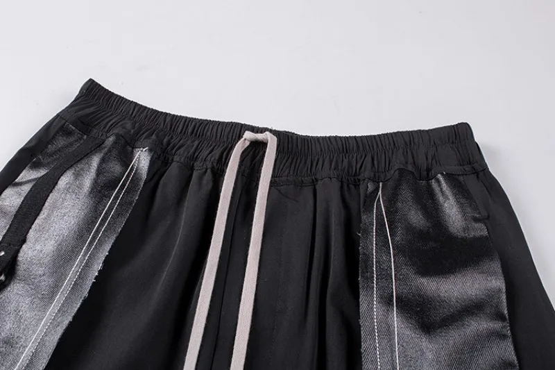 Роскошные новые Брендовые мужские уличные джинсовые лоскутные шаровары с эластичной завязкой в талии свободные длиной до колена Карманы Мужские шорты