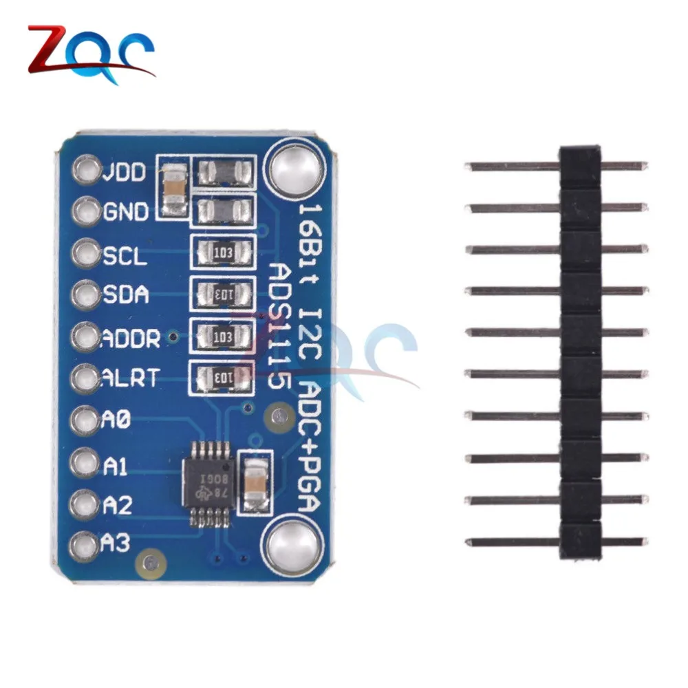 Модуль ADC 16 бит I2C ADS1115 4-канальный с усилителем Pro Gain макетная плата RPi | Инструменты