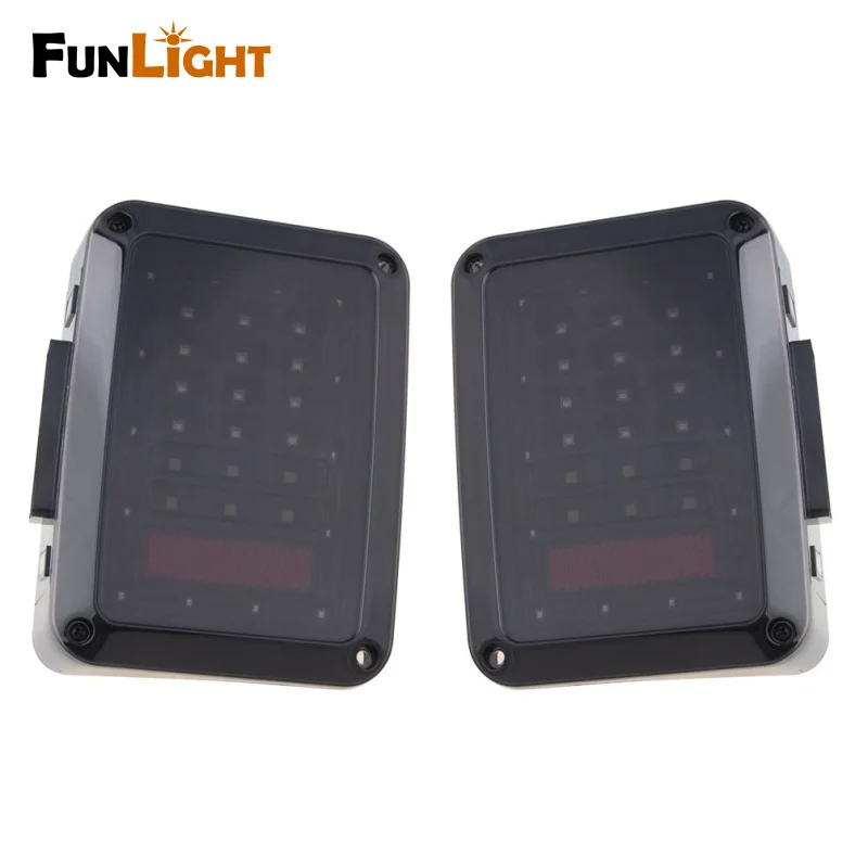 2 Pcs Smoke Lens LED Brake Tail Lights Bulb Assembly Conversion Rear Turn Singal Reverse Lights for jeep Wrangler 07-15 JK 2 Pcs Smoke Lens LED Brake Tail Lights Bulb Assembly Conversion Rear Turn Singal Reverse Lights for jeep Wrangler 07-15 JK