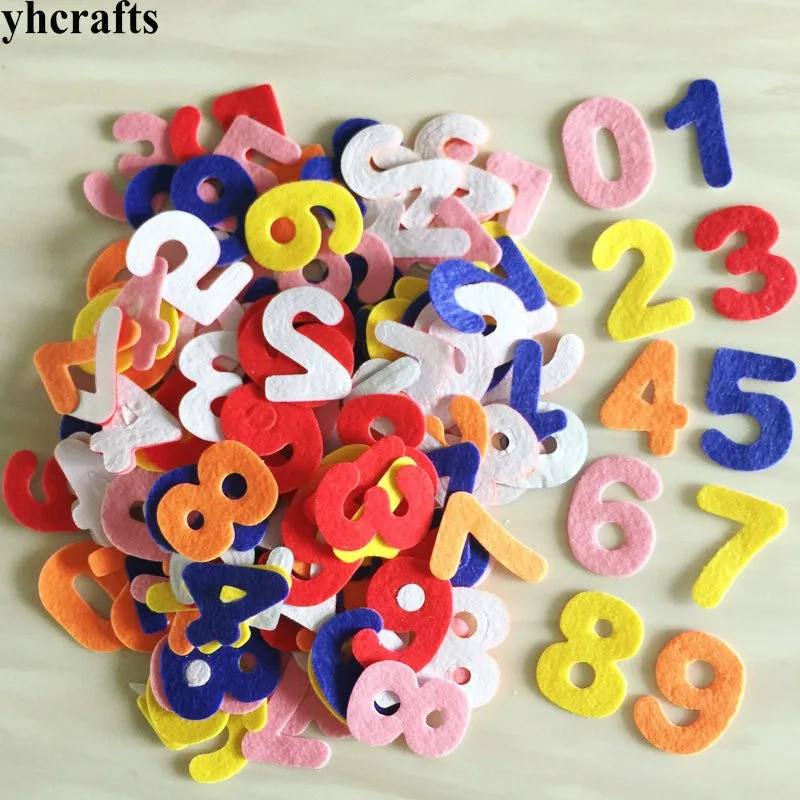 

150PCS/LOT.0-9 numbers felt stickers Teach your own Self learning Kindergarten crafts ornament Early learning educational toys
