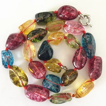 

Multicolor irregular simulated tourmaline stone for women making necklace fashion clothes chain jewelry 12-16mm 18 inch GE41